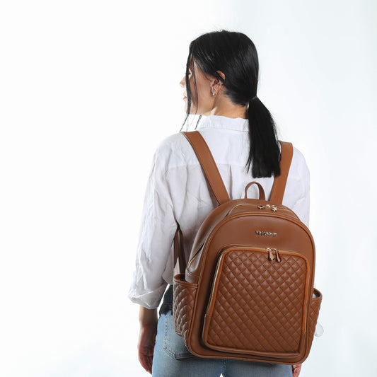 Dust Leather Mother Baby Care Backpack - Camel